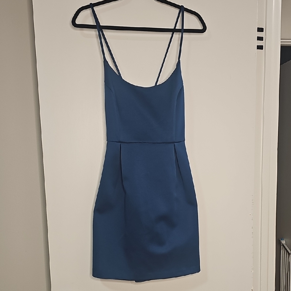Topshop Blue Mini Dress with Spaghetti Straps